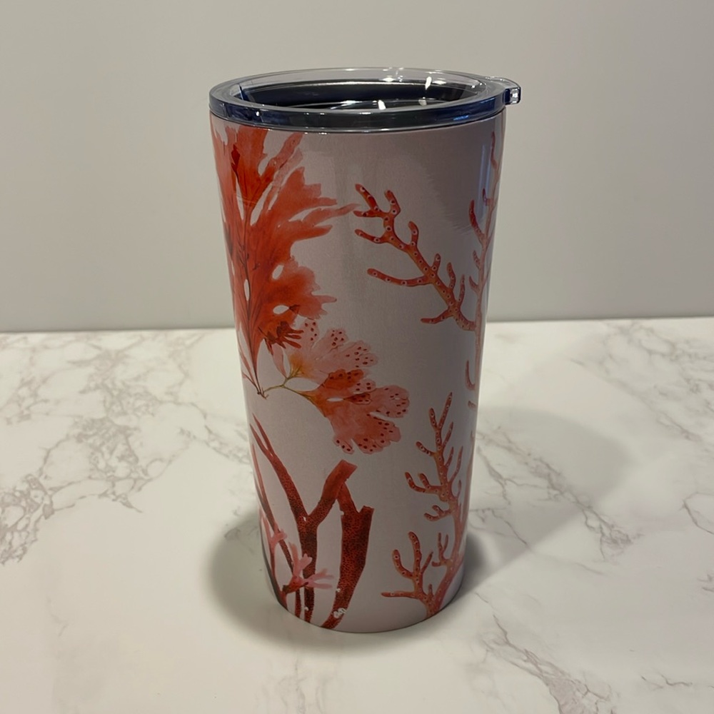 Coral Reef Print Tumbler, Pink, Orange and Red, 20 oz